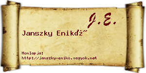 Janszky Enikő névjegykártya